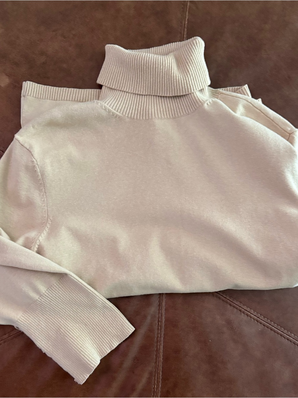 Classic Cream Turtleneck Silk Sweater